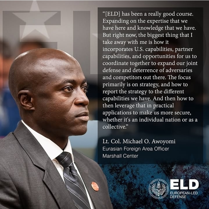 Lt. Col. Michael O. Awoyomi at the Marshall Center European-Led Defense course